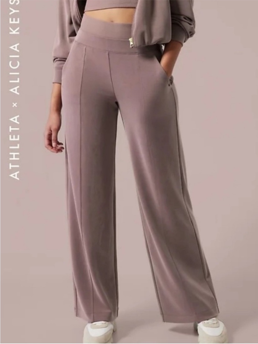 Athleta Alicia Keys Wide-Leg Lounge Pants in Taupe